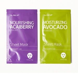 5/$20 GLAM UP, Avocado and Acai Berry Sheet Mask Set